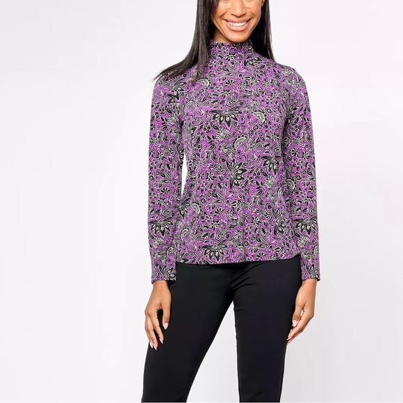 Susan Graver Tops - Susan Graver Paisley Mockneck Women's Top